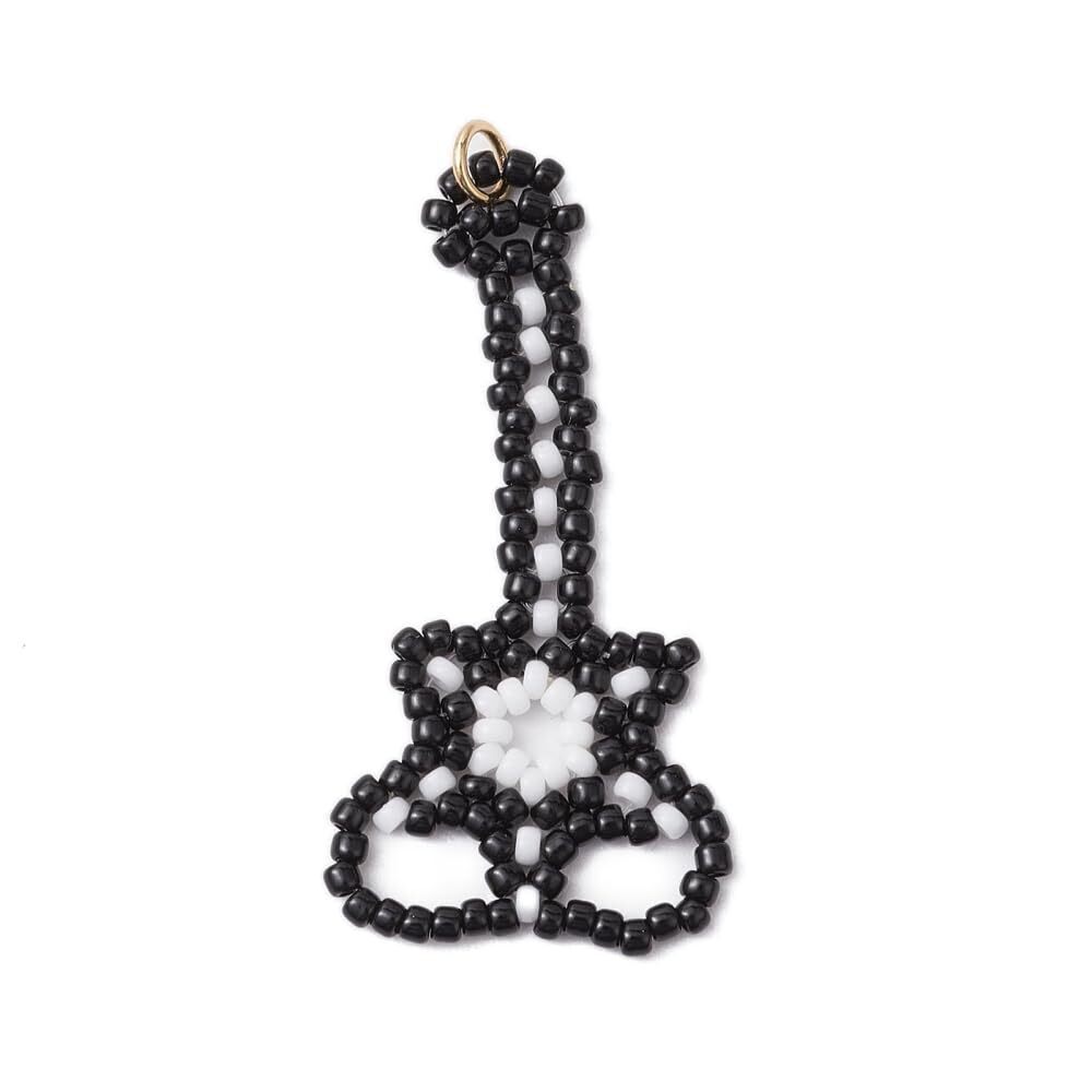 1240 10Pcs Handmade Guitar Dangle Charms Glass Seed Beaded Pendants 3D